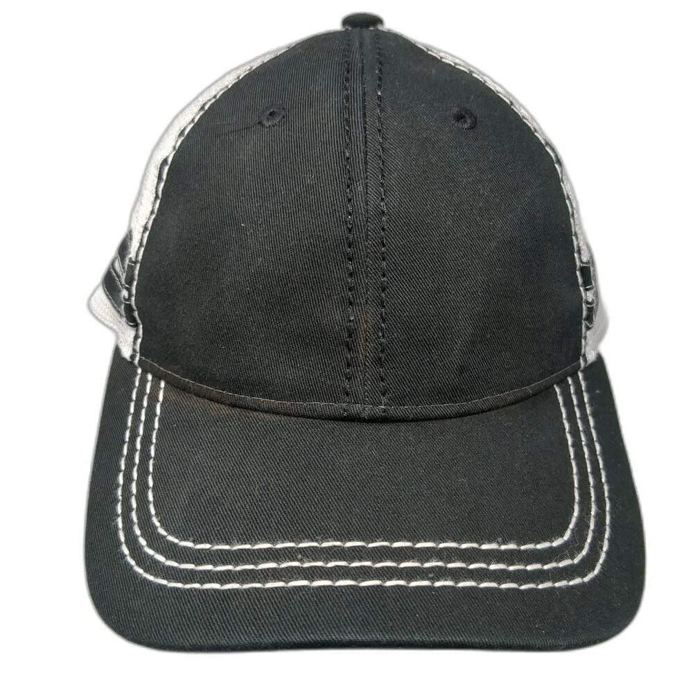 Sportsman Trucker Hat Black White One Size Mesh Back Contrast Stitching Snapback